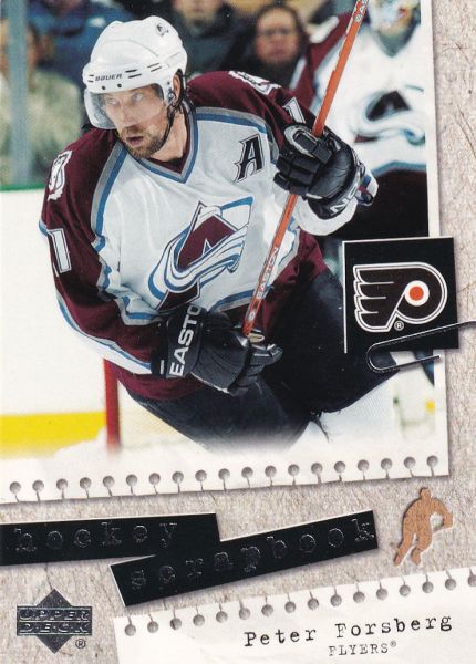 insert karta PETER FORSBERG 05-06 UD Hockey Scrapbook číslo HS13